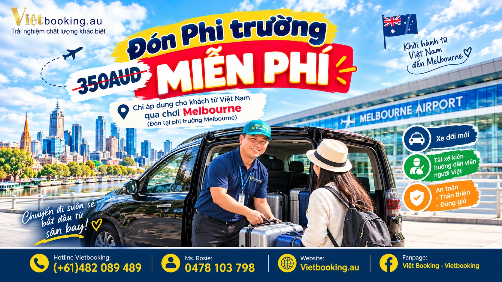 Đón Phi Trường Melbourne - Úc Miễn Phí